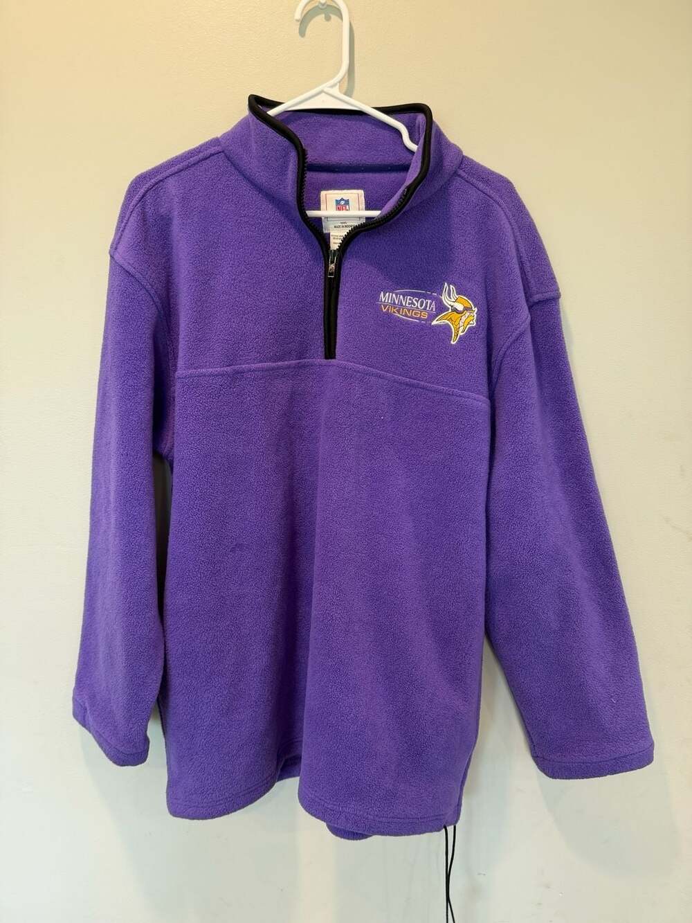 NFL Minnesota Vikings Fleece 1/4 Zip Pullover Size L Purple